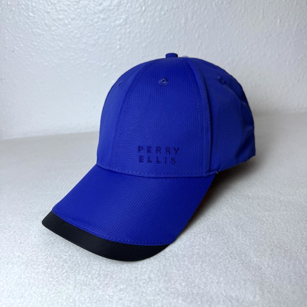 Perry Ellis Portfolio Mens Blue & Black Performance Baseball Cap Hat Adjustable